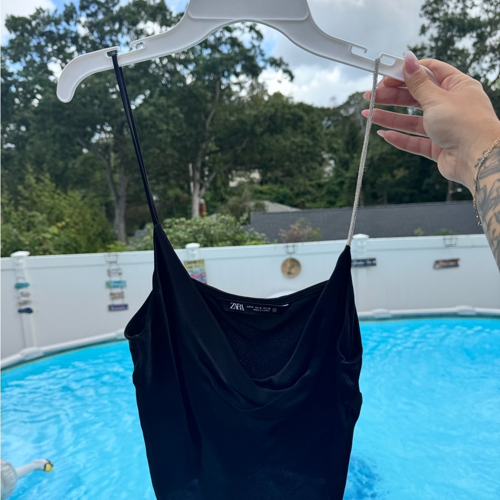 Zara Elegant Black Cowl Neck Top